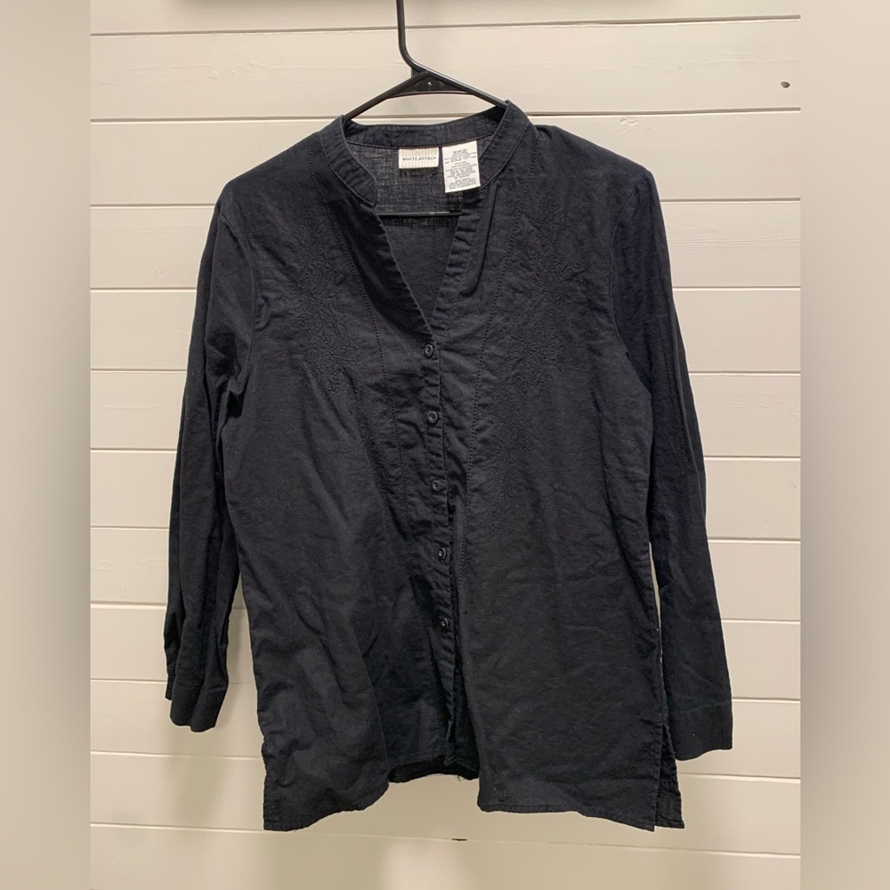 Women’s White Stag Blouse Button Up Medium Black